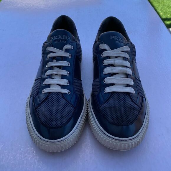 PRADA Milano Navy/White Sneakers Size 10 - Picture 1 of 8